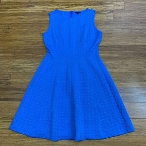 The Limited Fit & Flare Dress Women XS Blue Texture Sleeveless Workwear Cocktail